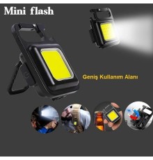 Mini 30 Ledli  Mıknatıslı Anahtarlık Flash Kamp Lambası Askılı Kapak Açacaklı Şarjlı Fener