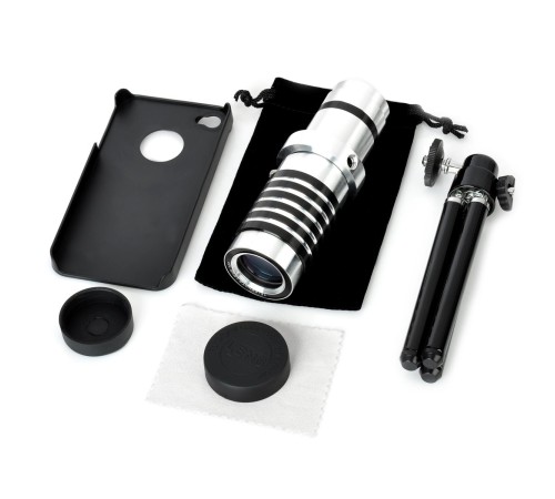 Iphone 5 5S - Iphone 4 4S Için Alüminyum 14X Optik Zoom Yakından Görüntü Çekme Dürbün