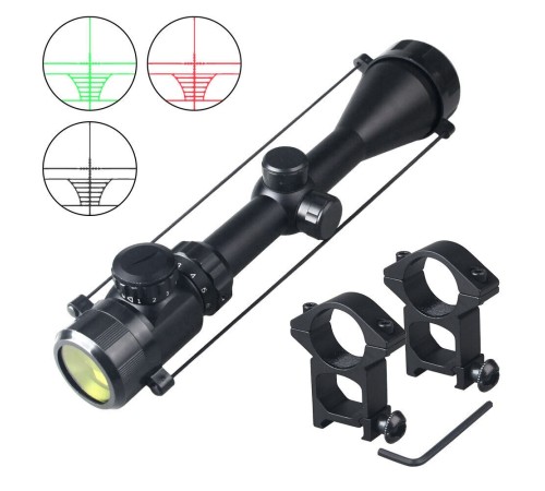 3-9x50 Zoomlu Keskin Nişancı Av Dürbünü Kırmızı, Yeşil Işık Çelik Gövde