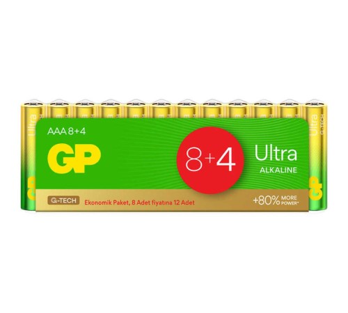 GP Ultra Alkalin AAA İnce Kalem Pil 12'li Paket