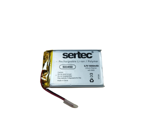 Sertec 503450 3.7V 1000 MAh Li-Polymer Pil (Devreli/1.5A)