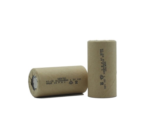 Sertec 1.2V Ni-Cd SC 2000 Mah Kağıt Şarjlı Pil 10C (Başsız/Flat Head)