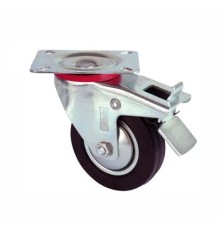 Servis Tekeri - Tablalı Frenli Siyah Döner - Çap 80 mm