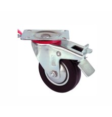 Servis Tekeri - Tablalı Frenli Siyah Döner - Çap 125 mm