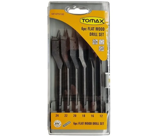 Tomax Yaprak Ahşap Matkap Ucu Takımı 12-24 mm - 6 Parçalı
