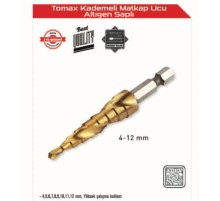 Tomax Kademeli Matkap Ucu 4-12 mm Arası - Altıgen Saplı