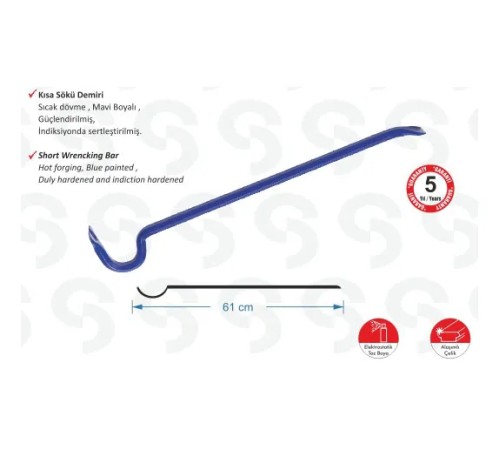 Sait Demirci SK 6000 Kısa Sökü Demiri - 1200 gr, 61cm
