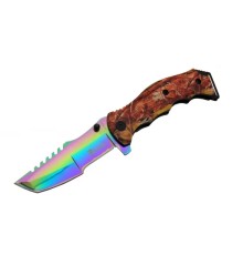 Columbia Tanto FST 3039 A Tırtıklı Gökkuşağı Kamp Çakı 23 cm - G10 Sap, Yarı Otomatik