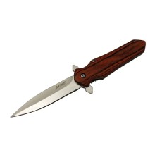 Mtech 4-11 Kahverengi Kamp Çakı 21cm- Yarı Otomatik, Kemerlikli, Ahşap Sap