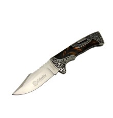 Columbia B3157B İşlemeli Kamp Çakı 22 cm - Kahverengi Sedef Saplı, Manuel Açılma