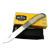 Buck Knives BK-009WY Kamp Çakı 23 cm - Sedef &amp;amp; Metal Saplı, Kılıflı, Kutulu