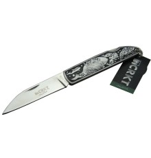 CRKT CR 0102 Kamp Çakı 20 cm - Balık Desenli Metal Sap, Kılıflı, Kutulu