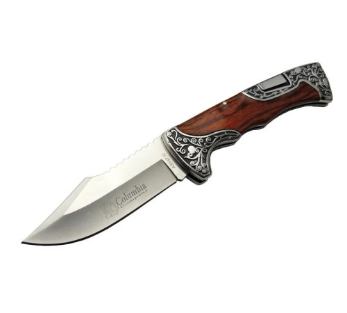 Columbia A3157A Av / Kamp Çakı 23 cm - Gül Ağacı İşlemeli Saplı