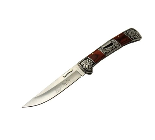 Columbia A 3159 A Kamp Çakı 24 cm - İşlemeli Gül Ağacı Saplı, Kemerlikli
