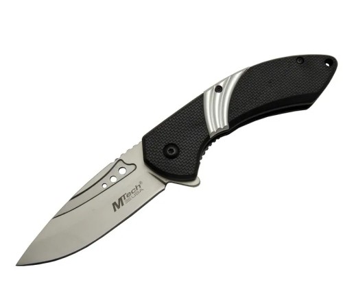 Mtech 4214 Beyaz Kamp Çakı 20cm- Yarı Otomatik, Kemerlikli, Oluklu