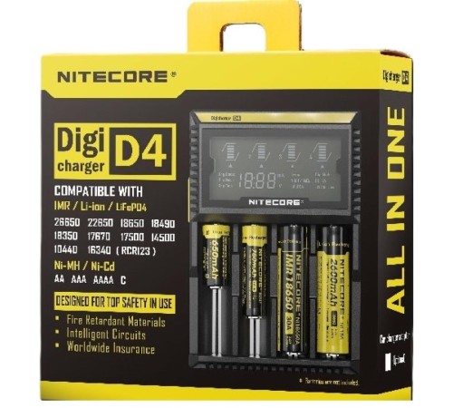 Nitecore D4 Digi Charger Li-ion / NI-CD / NI-MH / LifePO4 Dijital Pil Şarj Cihazı