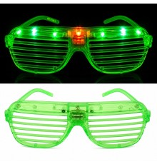LED Işıklı Panjur Parti Gözlüğü Yeşil Renk Shutter Gözlük