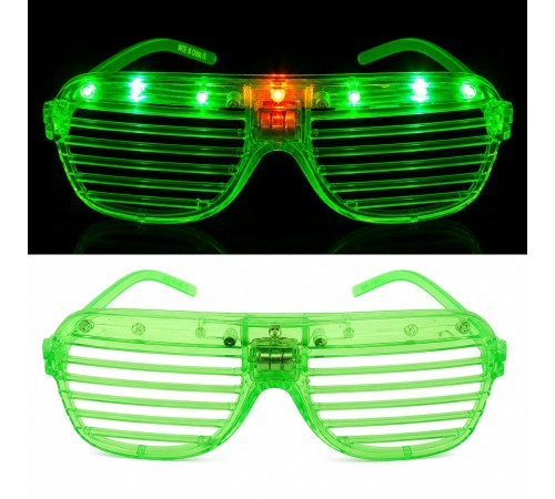 LED Işıklı Panjur Parti Gözlüğü Yeşil Renk Shutter Gözlük