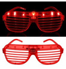 LED Işıklı Panjur Parti Gözlüğü Kırmızı Renk Shutter Gözlük