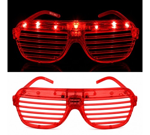LED Işıklı Panjur Parti Gözlüğü Kırmızı Renk Shutter Gözlük