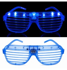 LED Işıklı Panjur Parti Gözlüğü Mavi Renk Shutter Gözlük