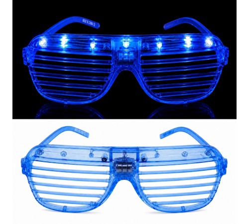 LED Işıklı Panjur Parti Gözlüğü Mavi Renk Shutter Gözlük