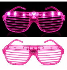 LED Işıklı Panjur Parti Gözlüğü Pembe Renk Shutter Gözlük