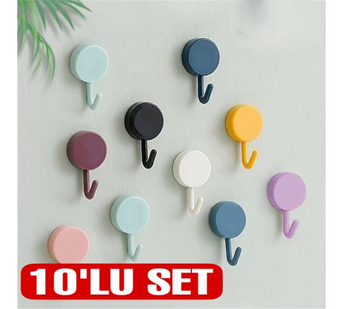 Kendinden Yapışkanlı Renkli Duvar Askısı (10LU SET)