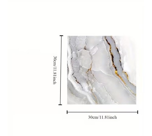 VİNİL BEYAZ MERMER DESENLİ ALÜMİNYUM PLASTİK DUVAR STİCKER (30X30)