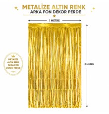 Gold Metalize Parti Perdesi 100x200 cm – Kapı ve Arka Fon Perdesi