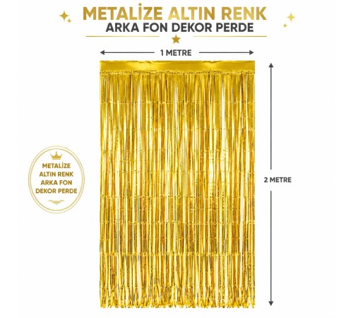 Gold Metalize Parti Perdesi 100x200 cm – Kapı ve Arka Fon Perdesi