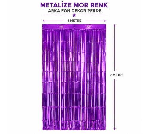Mor Metalize Parti Perdesi 100x200 cm – Kapı ve Arka Fon Perdesi