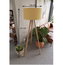3 Ayaklı Tripod Lambader Hardal Kumaş Başlık