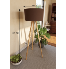 3 Ayaklı Tripod Lambader Kahverengi Kumaş Başlık