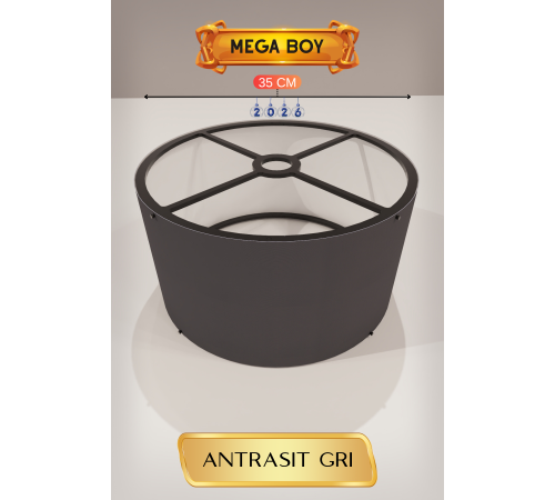 Antrasit Gri Lambader Başlığı 35 CM Mega Boy
