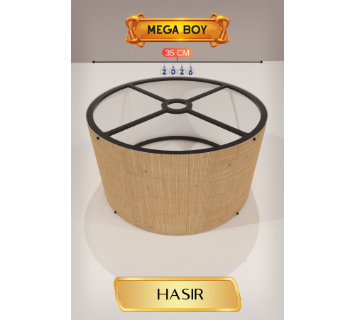 Hasır Lambader Başlığı 35 CM Mega Boy