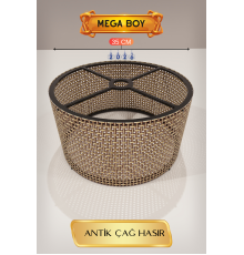 Antik Çağ Hasır Lambader Başlığı 35 CM Mega Boy