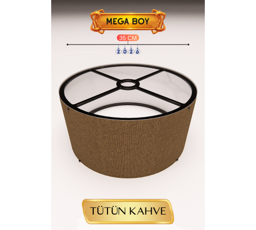 Tütün Kahve Lambader Başlığı 35 CM Mega Boy