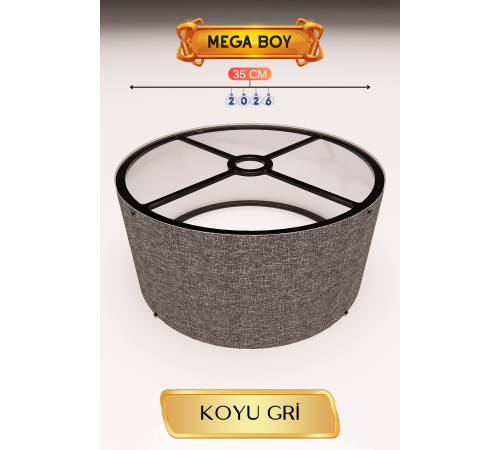 Koyu Gri Lambader Başlığı 35 CM Mega Boy