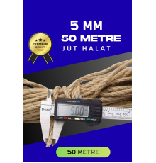 5 MM 50 Metre Jüt Halat Dekoratif Hasır İp Urgan Süs