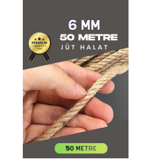 6 MM 50 Metre Jüt Halat Dekoratif Hasır İp Urgan Süs