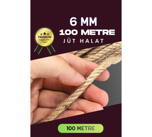 6 MM 100 Metre Jüt Halat Dekoratif Hasır İp Urgan Süs