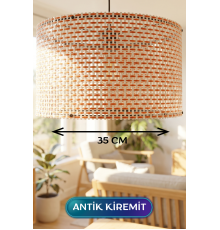 Antik Kiremit Hasır Kumaş Başlıklı Sarkıt Avize 35 CM