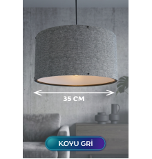 Koyu Gri Kumaş Başlıklı Sarkıt Avize 35 CM