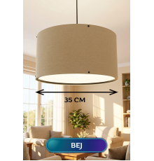Bej Kumaş Başlıklı Sarkıt Avize 35 CM