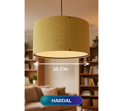 Hardal Kumaş Başlıklı Sarkıt Avize 35 CM