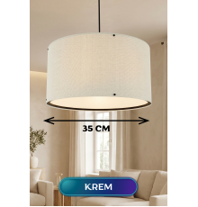 Krem Kumaş Başlıklı Sarkıt Avize 35 CM