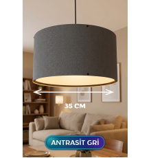 Antrasit Gri Kumaş Başlıklı Sarkıt Avize 35 CM