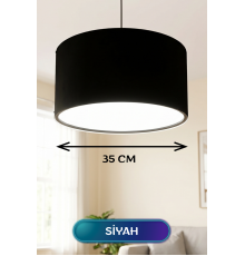 Siyah Kumaş Başlıklı Sarkıt Avize 35 CM