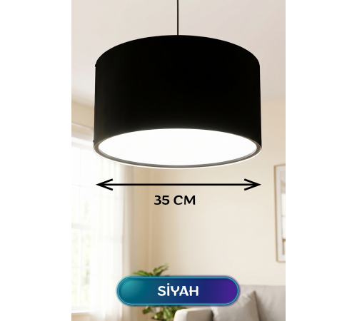 Siyah Kumaş Başlıklı Sarkıt Avize 35 CM